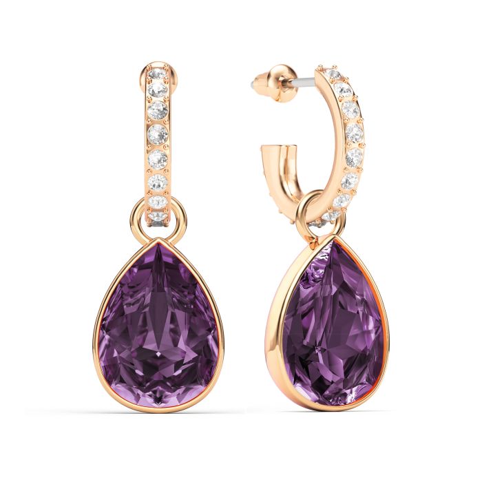 Statement Teardrop Iris Crystals Drop Earrings Rose Gold Plated