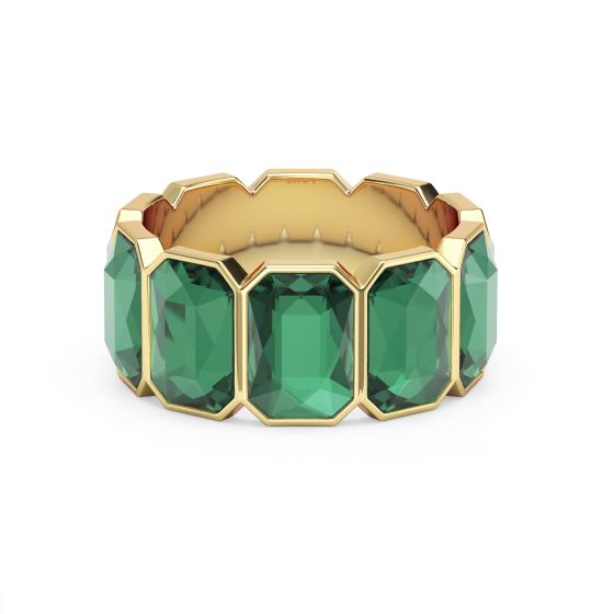 Octagon Swarovski Matrix Ring with Emerald Band Ring, Gold