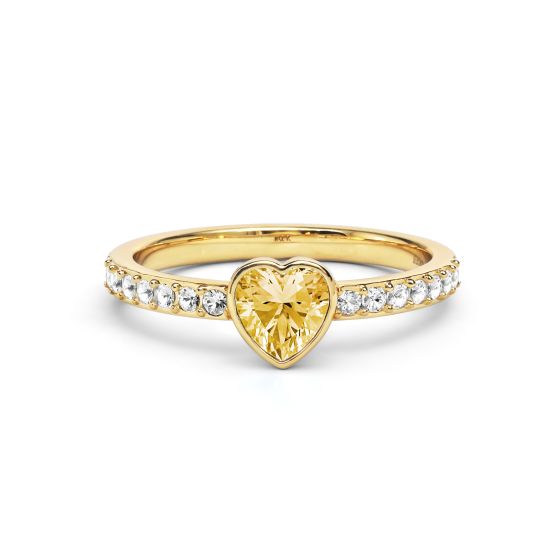Solitaire Petite Heart Ring with Crystal Golden Shadow Crystals