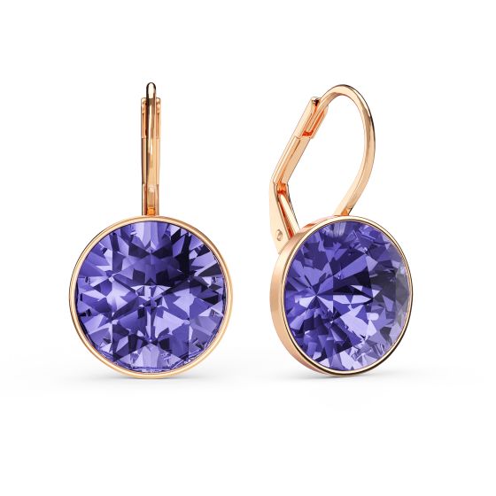Bella Earrings with 6 Carat Tanzanite Crystals Earrings Swarovski Crystal Earrings Australia Sale MYJS Rose Gold Plated Drop purple Earrings