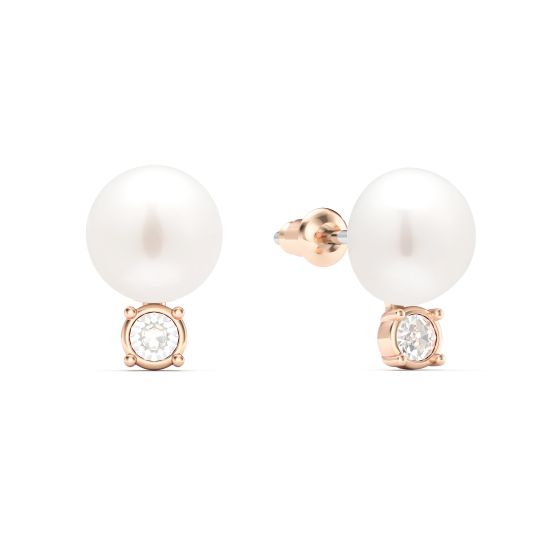 Dewdrop Freshwater Pearl Crystals Rose Gold Plated Stud Earring
