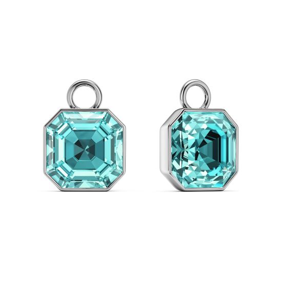 Asscher Mix Charms Light Turquoise Crystals Rhodium Plated