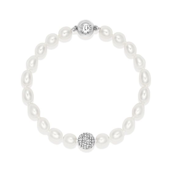 Serenity Freshwater Pearl Bracelet Rhodium Plated, Elegant and