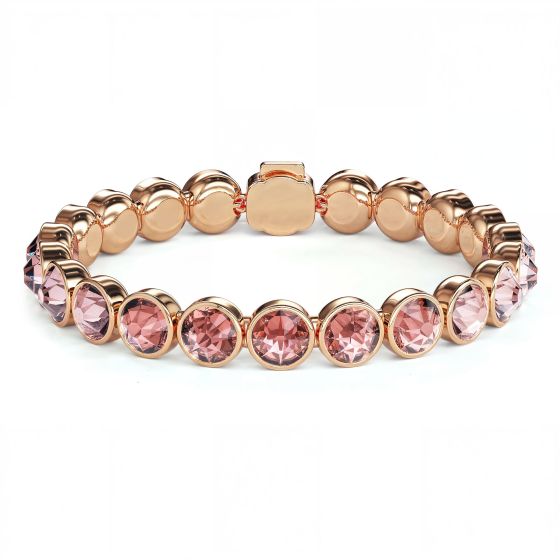 Statement Tennis Bracelet with Vintage Rose Swarovski Crystals in