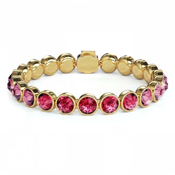 Statement Tennis Bracelet Swarovski Rose Crystals Gold Plated