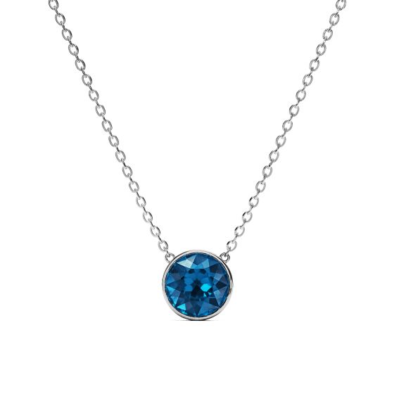 Bella Carat Necklace Sapphire Crystal Swarovski Pendant Rhodium