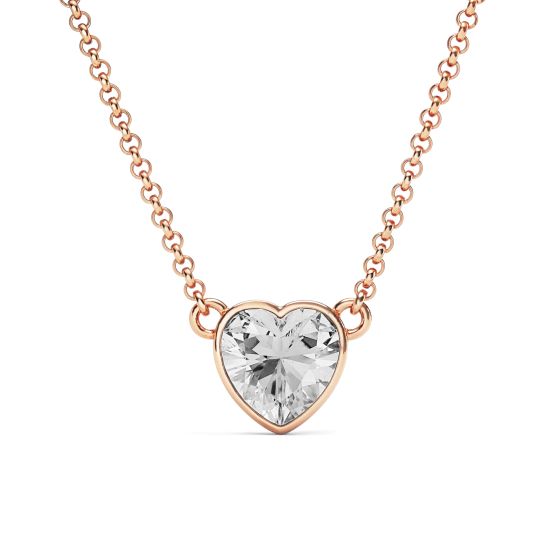 Heart Swarovski Necklace Hearts with Clear Crystals Rose Gold