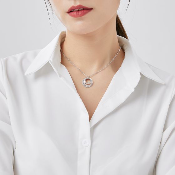Silver family necklace store