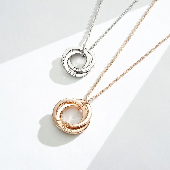 Personalised Interlocking Triple Family Circles Necklace in Sterling Silver