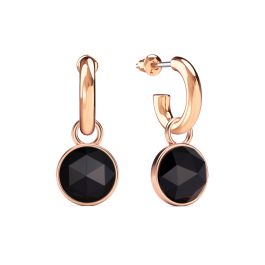 Square Gold Plated Black Onyx Drop Earrings with Mix Charms