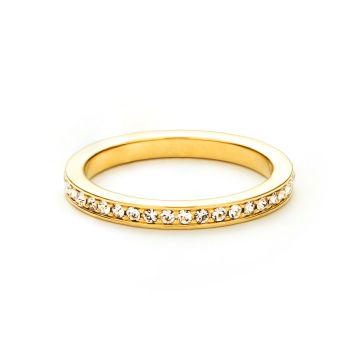 Eternity Stackable Ring Petite Round Clear Crystals 5 Sizes Gold Plated