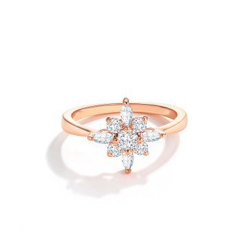 Polaris Star Ring with Clear Cubic Zirconia Rose Gold Plated