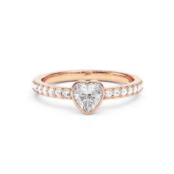 Solitaire Petite Heart Ring with Clear Crystals Rose Gold Plated