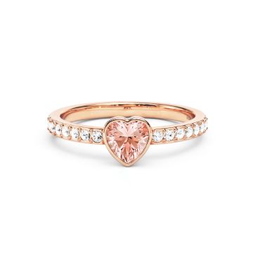 Solitaire Petite Heart Ring with Vintage Rose Crystals Rose Gold Plated