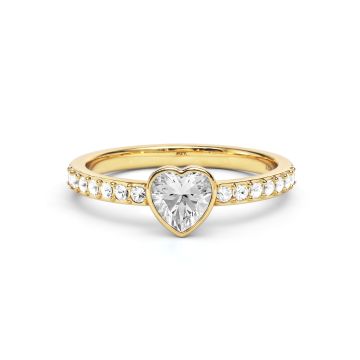 Solitaire Petite Heart Ring with Clear Crystals Gold Plated