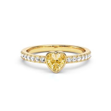 Solitaire Petite Heart Ring with Crystal Golden Shadow Crystals Gold Plated