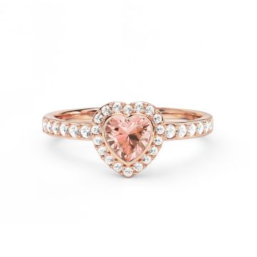 Halo Heart Statement Ring with Vintage Rose Crystals Rose Gold Plated