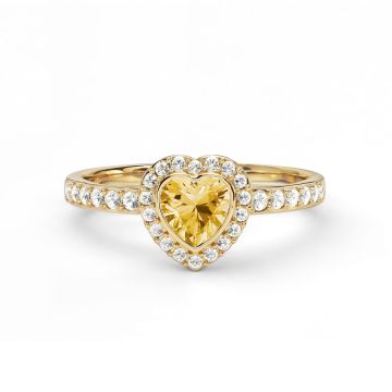 Halo Heart Statement Ring with Crystal Golden Shadow Crystals Gold Plated
