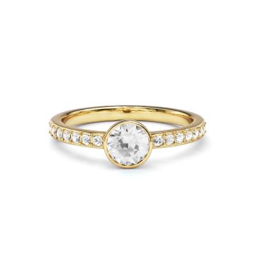 Solitaire Petite Round Ring Clear Crystals Gold Plated