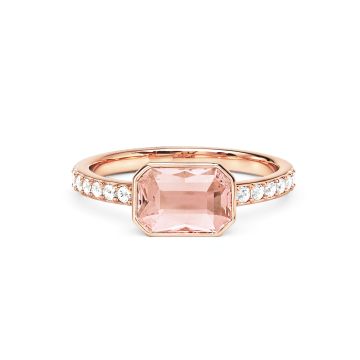 Solitaire Petite Octagon Ring with Vintage Rose Crystals Rose Gold Plated