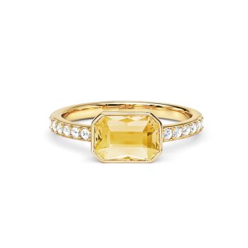 Solitaire Petite Octagon Ring with Crystal Golden Shadow Crystals Gold Plated