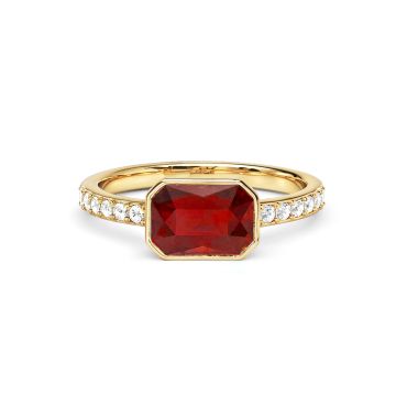 Solitaire Petite Octagon Ring with Scarlet Crystals Gold Plated