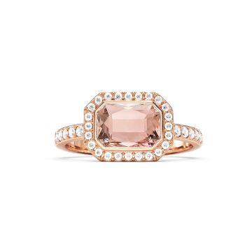 Halo Octagon Statement Ring with Vintage Rose Crystals Rose Gold Plated