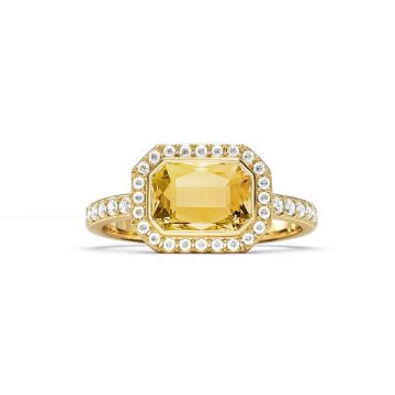 Halo Octagon Statement Ring with Crystal Golden Shadow Crystals Gold Plated