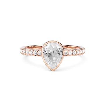 Solitaire Petite Teardrop Ring with Clear Crystals Rose Gold Plated