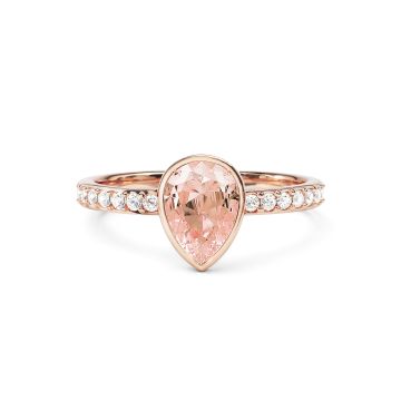 Solitaire Petite Teardrop Ring with Vintage Rose Crystals Rose Gold Plated