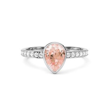 Solitaire Petite Teardrop Ring with Vintage Rose Crystals Rhodium Plated