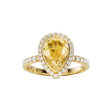 Halo Teardrop Statement Ring with Crystal Golden Shadow Crystals Gold Plated