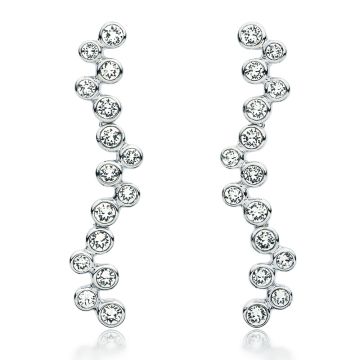 Fidelity Drop Earrings with Blue Clear Swarovski Crystals Dangle Wedding Rhodium Plated