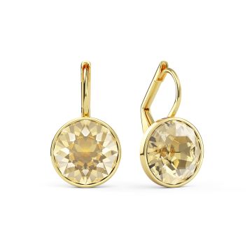 Bella Earrings with 4 Carat Crystal Golden Shadow Crystals Gold Plated