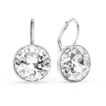 Bella Earrings with 13mm Clear Crystals Rhodium Plated