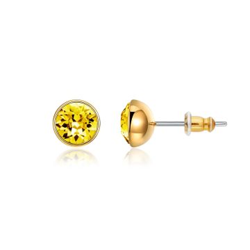 Signature Stud Earrings with 1 Carat Light Topaz Swarovski Crystals Gold Plated