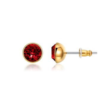 Signature Stud Earrings with 1 Carat Ruby Swarovski Crystals Gold Plated