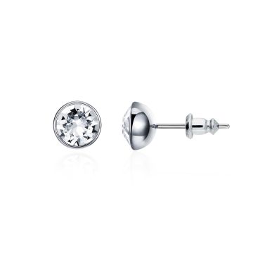 Signature Stud Earrings with 1 Carat Clear Swarovski Crystals Rhodium Plated