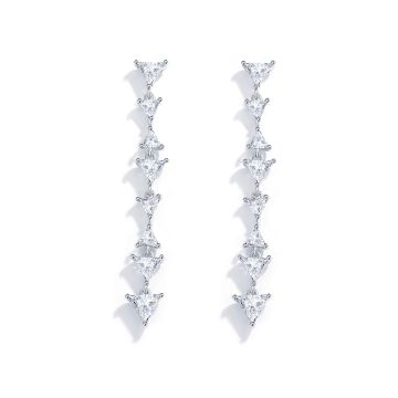 Triangle Clear Cubic Zirconia Drop Earrings