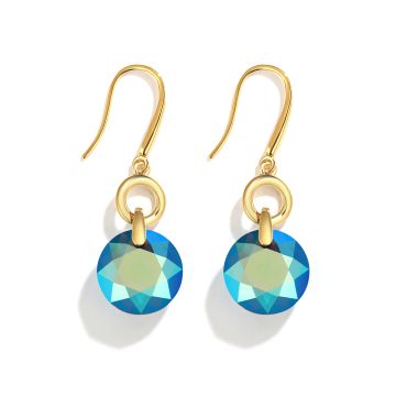 Private Collection Bella O Drop Earrings with Swarovski Aquamarine Shimmer Gold Plated
