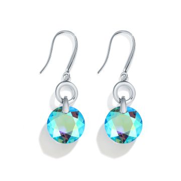 Private Collection Bella O Drop Earrings with Swarovski Amethyst Shimmer Rhodium Plated