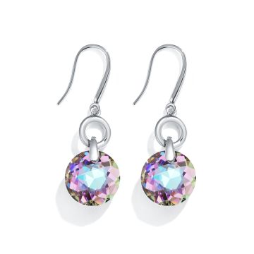 Bella O Drop Earrings with Vitrial Light Crystals Silver Plated