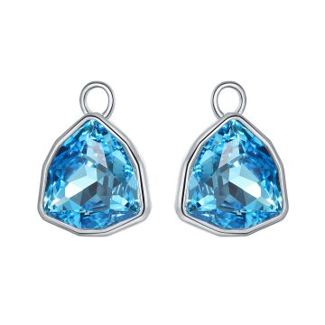 Trillion Statement Mix Hoop Earring Charms made with Aquamarine Swarovski Crystals Rhodium Plated