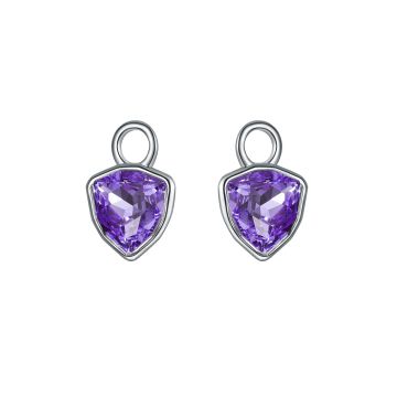 Trillion Mini Mix Charms with Tanzanite Swarovski Crystal Rhodium Plated