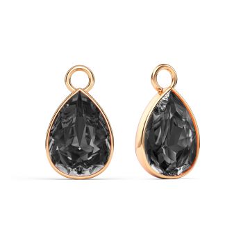 Statement Teardrop Mix Charms with Crystal Silver Night Swarovski Crystals Rose Gold Plated
