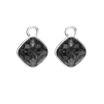Cushion Mix Charms with Crystal Silver Night Swarovski Crystal Rhodium Plated