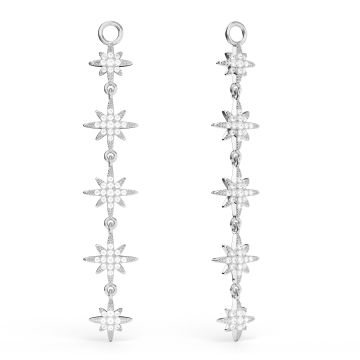 Polaris Deep Drop Star Mix Charms Clear Crystals Rhodium Plated