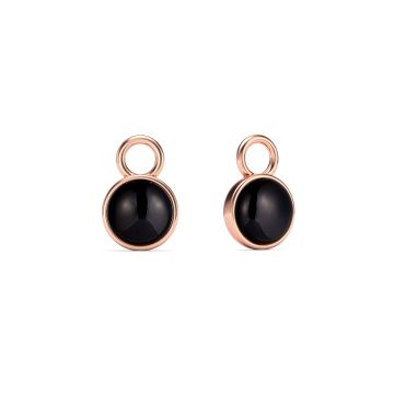 Round Petite Cabochon Mix Charms Black Onyx Rose Gold Plated