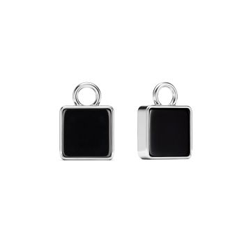 Square Mix Charms Black Onyx Rhodium Plated
