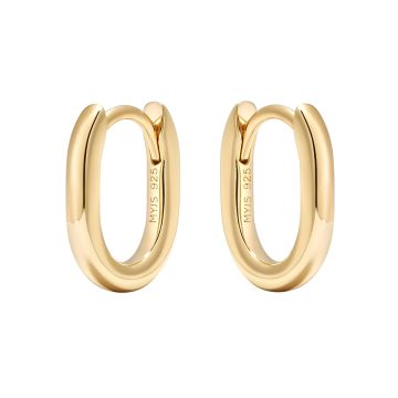 Minimal Long Mix Hoop Carrier Earrings in Sterling Silver Clear Gold Plated